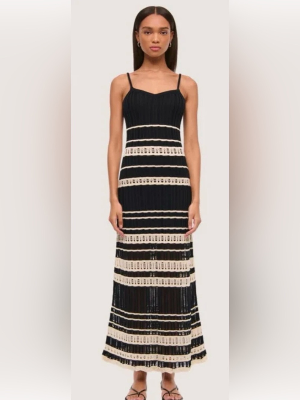 Abercrombie & Fitch Crochet Style Maxi Dress sz Medium Tall Black White